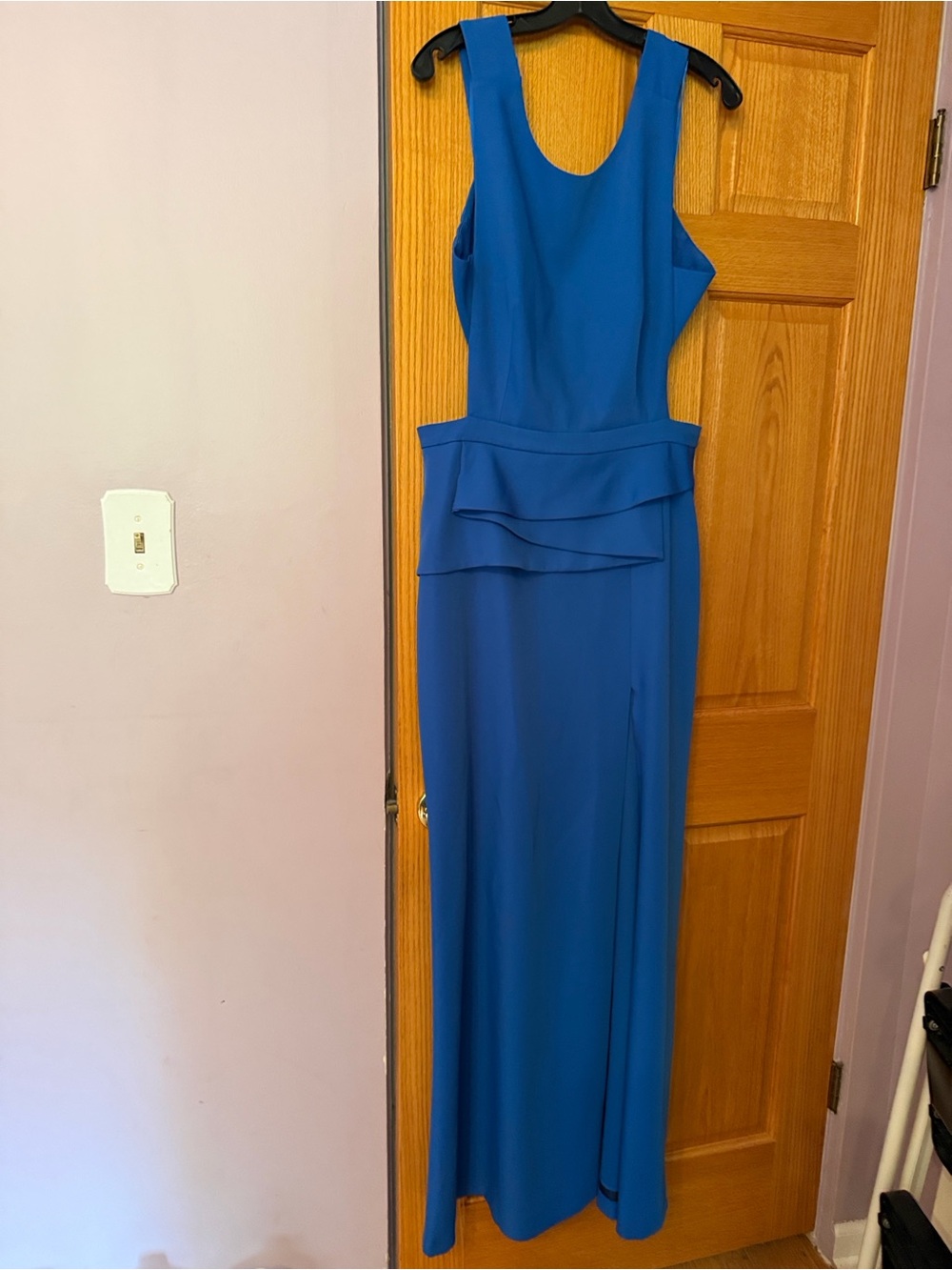 BCBGMaxAzria Cobalt Blue Sleeveless Maxi Dress with Peplum Waist